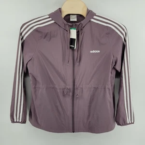 Adidas Climalite Windbreaker mit Kapuze XL Jacke Lavendel Weiß Drei Streifen Neu mit Etikett - Bild 1 von 7