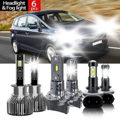 For Kia Rondo 2007-2012 LED Headlight High Low Beam + Fog Light Bulb Combo Kit — 第 1/4 张图片