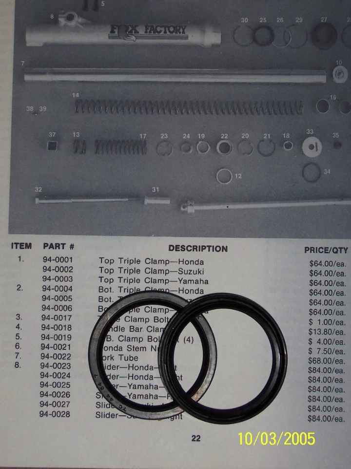 KIT DE SELLO DE ACEITE FOX FACTORY FORX (horquillas) Foto 1 de 1