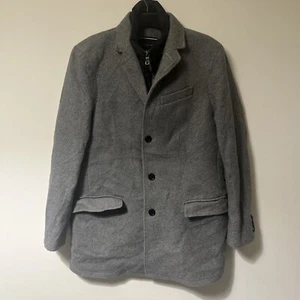 Tommy Hilfiger Coat Mens Medium 50 Grey Wool Cashmere Blend Formal Casual Button - Picture 1 of 12