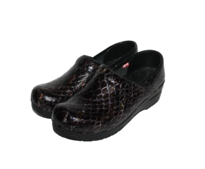 Женские оригинальные датские сабо Sanita размер 39 США 8 коричневые/серые/блестящие карьерные без шнуровки - Изображение 1 из 4