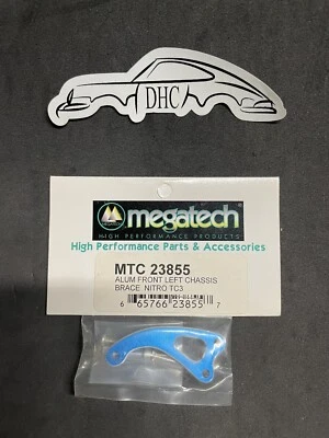 Megatech Vintage RC Car Part # MTC23855 Blue Alum. Front Left Brace Nitro TC3 - Image 1 of 2
