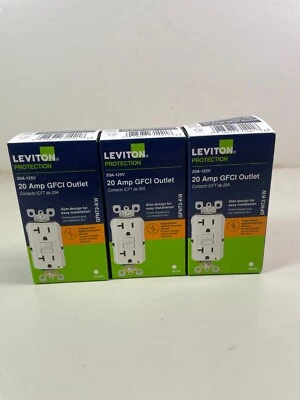 Leviton Self-Test GFCI Outlet White 20A 125V GFNT2-KW (3 Pack) - Image 1 of 4
