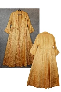 1940s Vintage Dynasty Robe M Geisha Chinese Golden Damast Dressing Gown Dragon - Bild 1 von 24