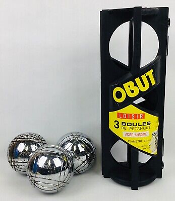 OBUT Vintage Set Balls Petanque Jeu De Boules Acier Chrome 🇫🇷 Pardi Design 80s • 32.99€