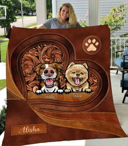 Dog Big Brown Heart Personalized Premium Blanket & Quilt, Personalized Gift for - Bild 1 von 7