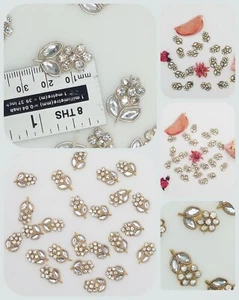 FCL Mini Crafting Applique 12pc Zari Metallic Mirror Stone, Rhinestone Sewing - Picture 1 of 13