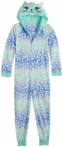 SO Girls Blue Kitty Cat One-Piece Hooded Pajamas Union Suit Girl Size 4 NEW - Picture 1 of 1