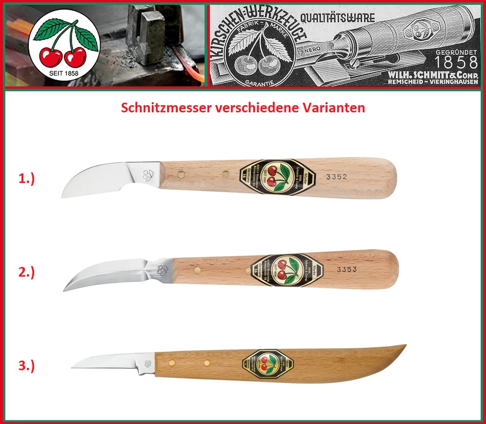 Kirschen Schnitzmesser verschiedene Klingen mit Weißbuchenheft - Bild 1 von 1
