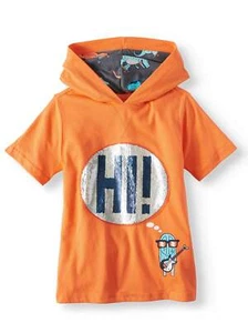 365 Kids from Garanimals Short Sleeve Hi/Bye Interactive Hoodie Size 6 Orange - Picture 1 of 3