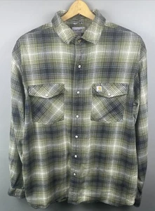 Carhartt Relaxed Fit Heavy Pearl Snap Flannel Men's Plaid Button-Up Shirt XL - Picture 1 of 6