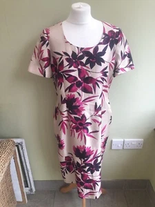 Jacques Vert Champagne Floral Dress Size 14 Mother of the Bride Purple Pink - Picture 1 of 11