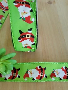 1,5 Zoll (5 Yard) verdrahtetes Weihnachtsband Weihnachtsmann Nikolaus Schneeflocke Schleifen - Bild 1 von 2