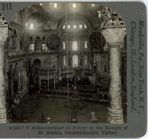 TURKEY, Mohammadens at Prayer, St. Sophia, Constantinople--Keystone 400 Set #211 - Picture 1 of 4