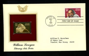 US FDC #2538 PCS / Gold Foil 1991 Fresno CA William Saroyan Literature - Picture 1 of 3