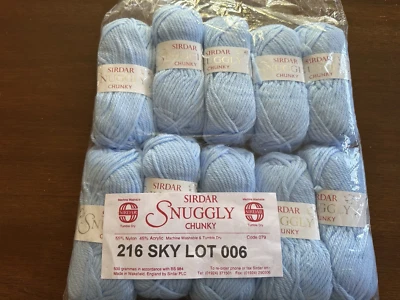 10SK. SIRDAR SNUGGLY CHUNKY YARN, 216SKY, LOT 006 BLUE  50G - Image 1 of 4