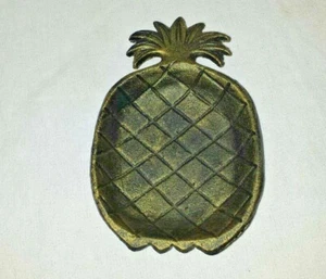 Pineapple Metal Trinket Dish Black & Goldtone Tropical Decor Chesapeake Bay 7" L - Picture 1 of 7