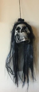 Hanging Halloween Skull with Veil and Black Rose - Picture 1 of 7
