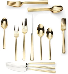 Malmo Gold Kate Spade 40 pc Set Service for of 8 Flatware Stainless NEW - Picture 1 of 1