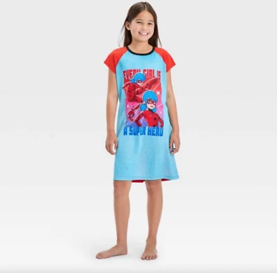 Miraculous Ladybug Nightgown Pajamas Gown Night Shirt Sleep Dress 6 6X Cat Noir - Изображение 1 из 2