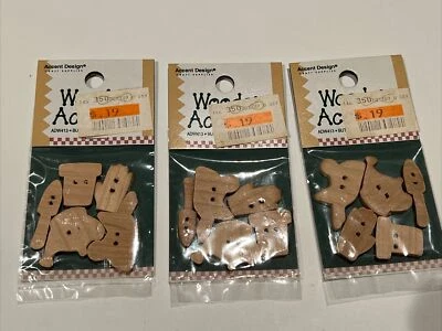 3 Packages Wooden Accents Unfinished Wood Buttons - Garden Tools ADW413 - Image 1 of 4
