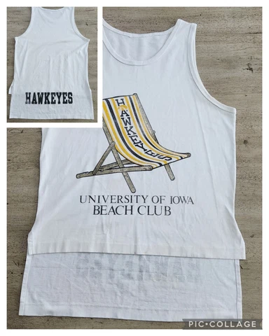 Vintage 90's University Of Iowa Hawkeyes Beach Club Long Tail Tank Top  L Cover