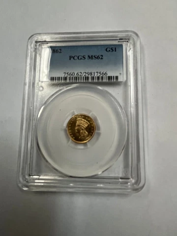 1862 $1 Dollar Gold Coin Civil War Era Indian Princess Cover