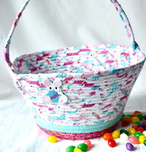 Blue Easter Basket, Candy Bucket, Egg Tote Bag, Handmade by Wexford Treasures - Picture 1 of 10