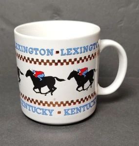 Kentucky Derby Coffee Mug Blue Gold Lettering made in Taiwan 3.5" tall - Picture 1 of 7