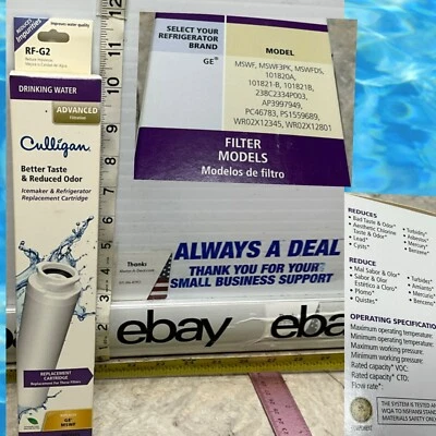 GE MSWF Culligan RF-G2 Refrigerator Filter Replacement 101820A AP3997949 PC46783 - Image 1 of 4
