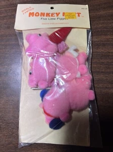 Vintage Monkey Mitt Finger Puppets Props Five Little Piggies - Picture 1 of 1