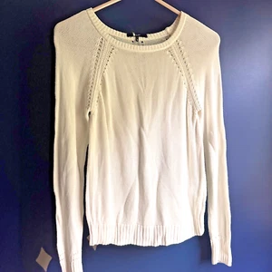 Tart White Cotton-Blend Knit Sweater Long Sleeve Size Medium - Picture 1 of 5
