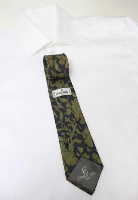 Cerruti Corbata Hombre Talla Única 100% Seda Puntiagudo Patrón Floral Hecho in - Imagen 1 de 4