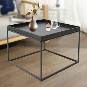 59cm Metal Square Coffee Table End Table/Side Table For Office Home Matt Black - Picture 1 of 20