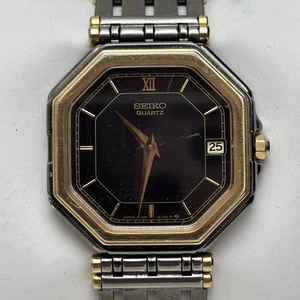Neo Vintage Seiko 9029-5080 30mm Watch Quartz Grey & Gold Tone 1980s - New Bat - Picture 1 of 11