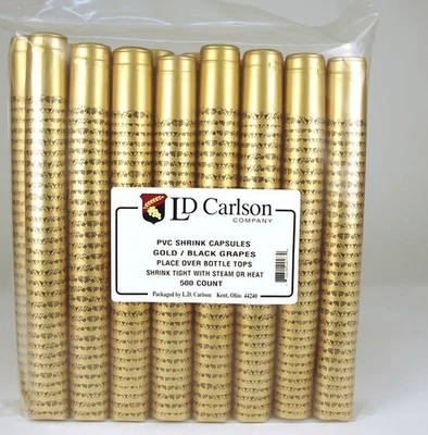 Cápsulas retráctiles de PVC para uvas doradas/negras LD Carlson (500 a granel) Foto 1 de 4