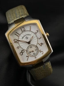 Philip Stein Classic Square Gold Dust Leather Band MOP Dial Ladies Watch - Picture 1 of 17
