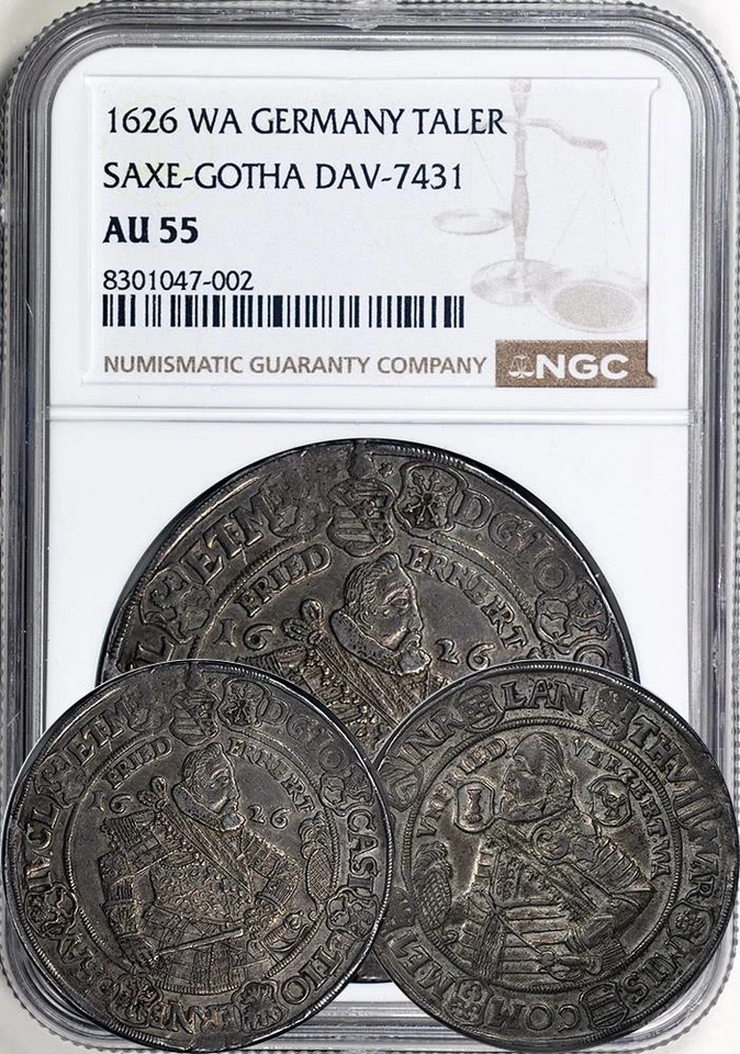 Germany - Saxe-Gotha. Johann Casimir & Johann Ernst 1626 WA 1 Thaler/Taler AU-55 - Image 1 of 1