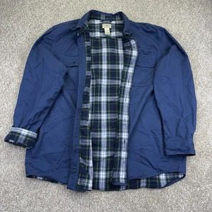 LL Bean Flannel Lined Jacket Shirt Shacket Mens Traditional Fit XL Blue Green - Picture 1 of 11
