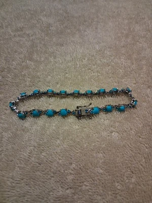 Bracelet 8" Platinum/Sterling Sleeping Beauty, Neon Apatite  10.75 TCW (2001) - Image 1 of 4