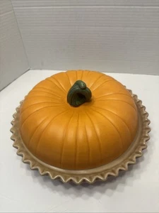 Vintage PUMPKIN PIE RECIPE Ceramic Fall Baking dish PIE PLATE With Lid in box - Picture 1 of 8