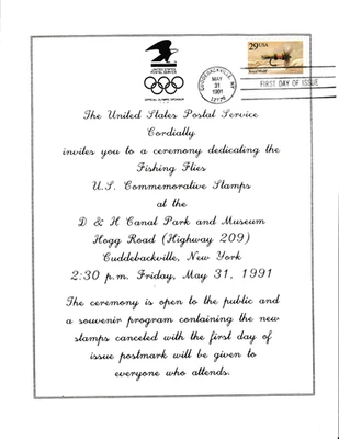 Set of 5 USPS FDC Ceremony Invitations #2545-49 (2549a) Fishing Flies Bklt 1991 - Image 1 of 4