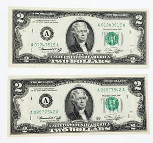 2 each 1976 Bicentennial Two Dollar Bill Commemorative Currency Crisp Condition - Picture 1 of 2