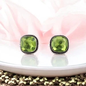 Peridot Gemstone 925 Sterling Silver Jewelry Men's Cufflinks0.61" For boyfriend - Picture 1 of 4