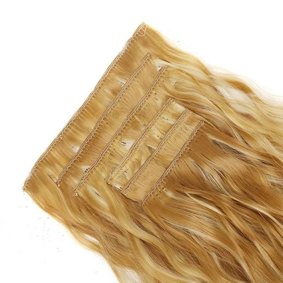 16 Karten lange gewellte Locken Haarverlängerungen schwarz Cornrow Lockenaufsat - Bild 1 von 4