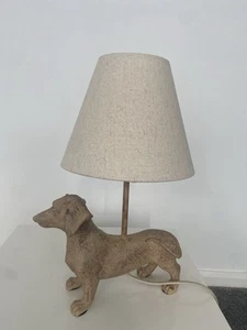 �� Pudel Tischlampe Wurst Hund Tier rustikal beige creme Schirm Wohndeko - Bild 1 von 13