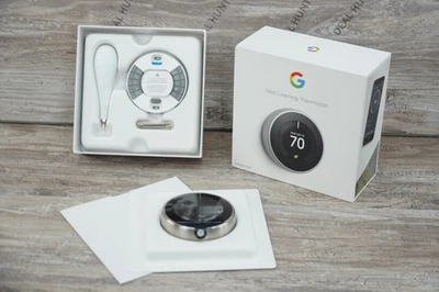 Google Nest - Programmable Smart Thermostat for Home - 3rd Gen. Stainless Steel - Image 1 of 4