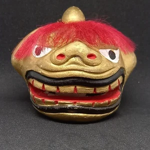 SHISHI LION HEAD SHISHIMAI Shape Pottery Bell 3.1 inch Japanese Vintage Old Art - Picture 1 of 7