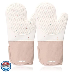 Long Silicone Oven Mitts with Non-Slip Grip, 13.2'' Heat Resistan - Picture 1 of 5