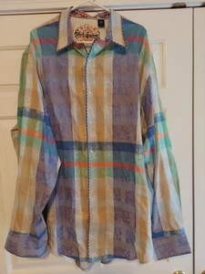 Robert Graham Vibant Colors Flip Cuff Button Up Dress Shirt Men 2XLT TALL - Picture 1 of 4